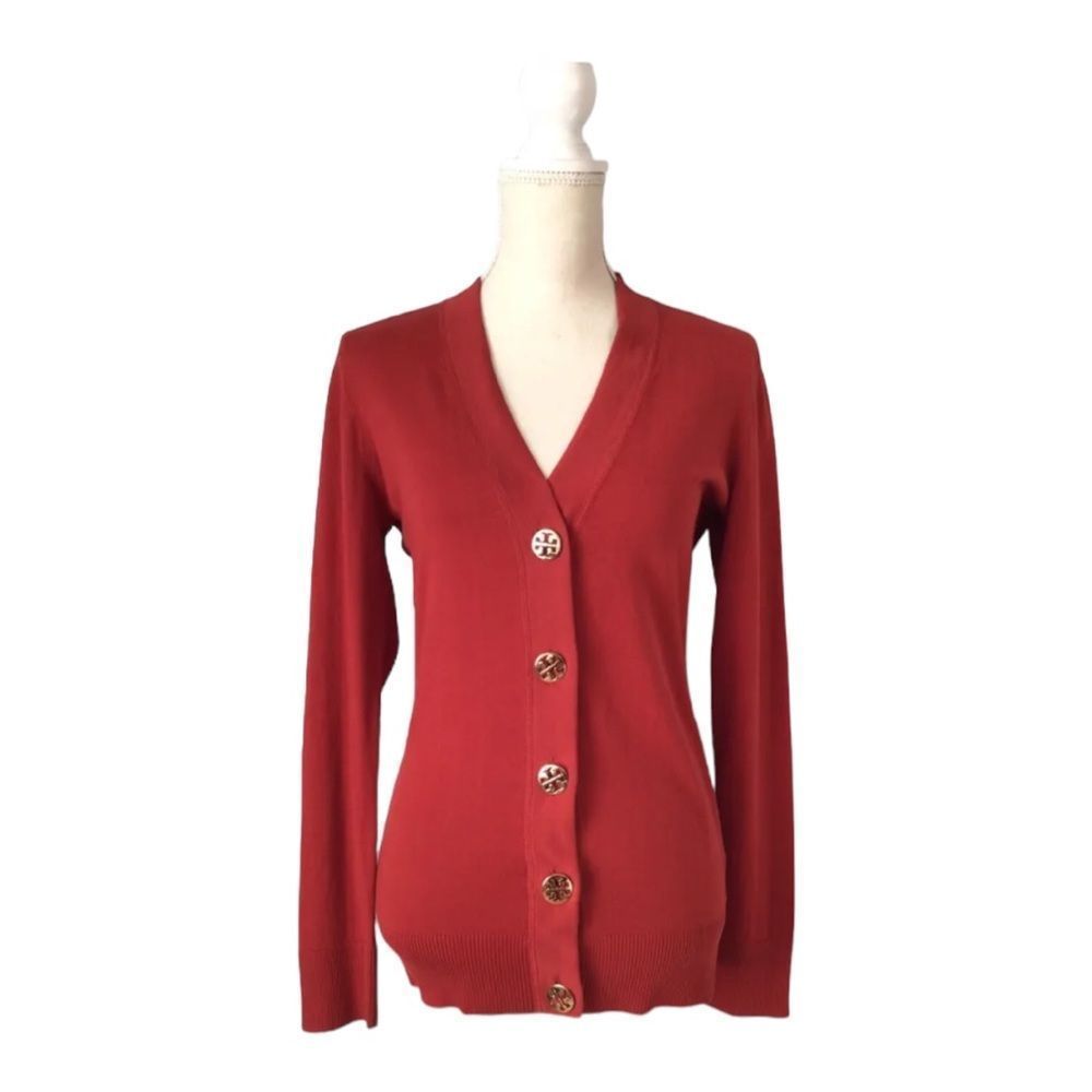 Tory Burch Red Cardigan Sweater